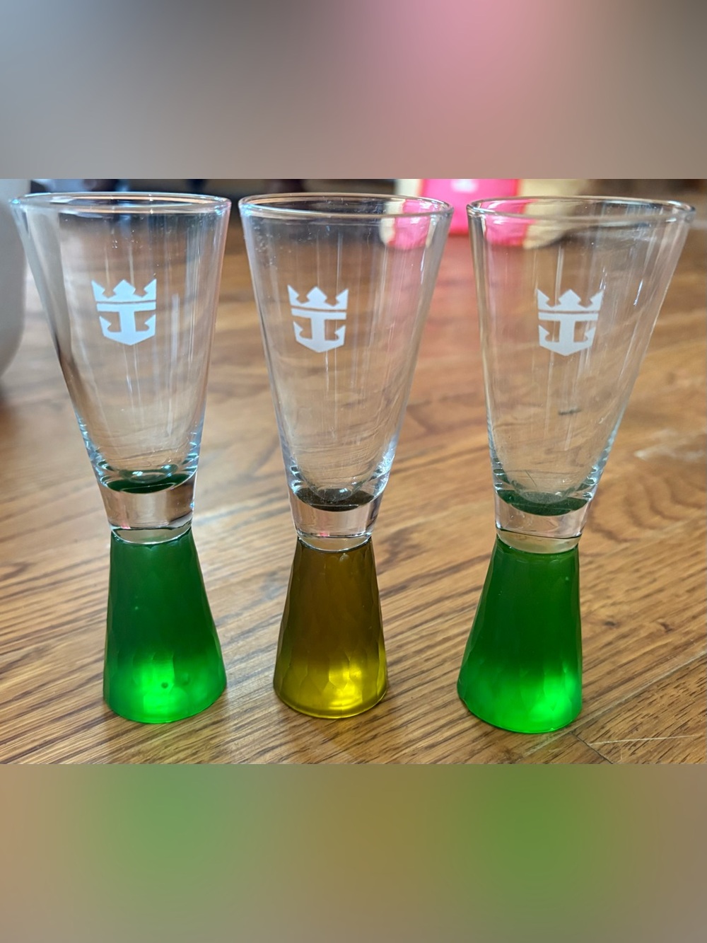 Royal Caribbean Etched Textured Vodka Gin Tequila Shot Glass Set Of 3